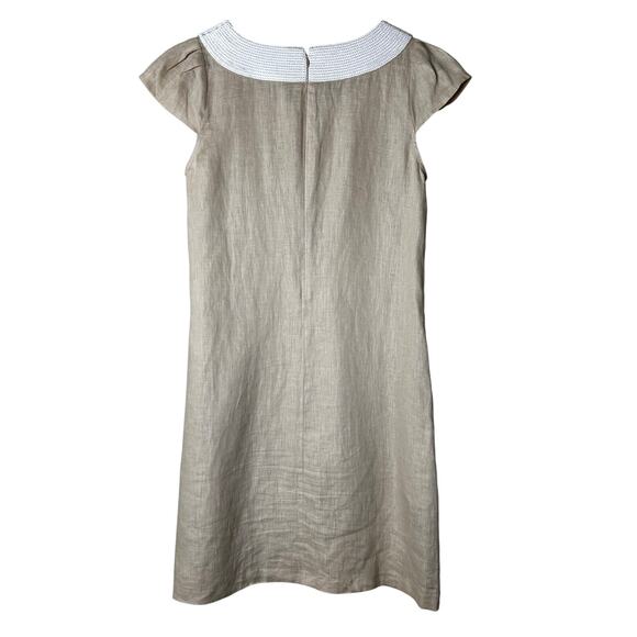 Calypso St Barth Linen Dress Sz S Taupe‎ with Pearl Type Sequins Vacation Luxury - Picture 7 of 9